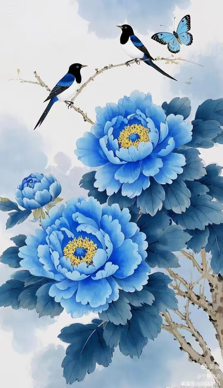 好美的兰色牡丹花!